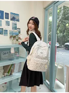 Sac a dos en toile motif etoiles mignon pour femmes etudiantes grand sac style college