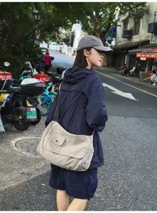 Vintage gewaschene Canvas Umhängetasche mit großem Fassungsvermögen für Damen, lässige Pendler Tasche.