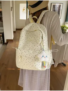 Japanischer INS Stil niedlicher Blumen Canvas Rucksack für Teenager Mädchen große Tasche