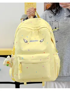 Niedlicher japanischer Stil Polka Dot Rucksack für Mädchen, modische Schultasche.