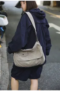 Vintage gewaschene Canvas Umhängetasche, große Kapazität Crossbody Bag für den Alltag.