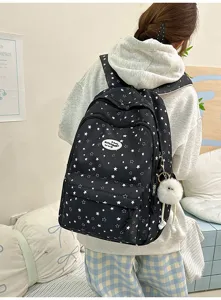 Sac à dos scolaire mignon à motif d'étoiles avec multi-compartiments pour les filles