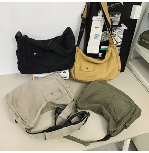 Vintage gewaschene Segeltuch Umhängetasche, große Kapazität lässige Schultertasche