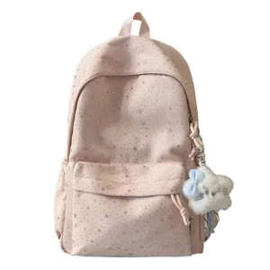 Süßer rosa Rucksack mit Sternenmuster für Mädchen, leicht und geräumig für die Schule.