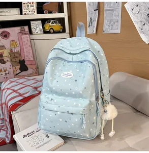 Sac à dos d'école imprimé étoiles mignon pour filles grande capacité sac de livre décontracté