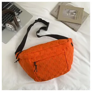 Orangene Nylon Gitter Brusttasche, einfache bunte Hüfttasche für Reisen und den Arbeitsweg.