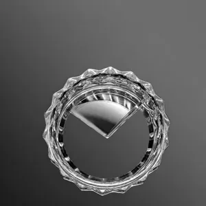 Sternförmiger Kaffeepulver-Trichter Detailansicht, kristallklares Glasmaterial, präzise.