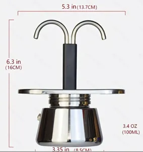 Inox kafetiera moka me diplo stomio espresso maker gia camping kai to kafedaki sou 100ml