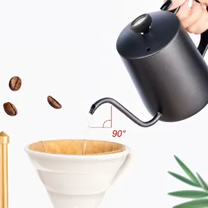 Bollitore per caffè a collo di cigno in acciaio inossidabile con termometro.