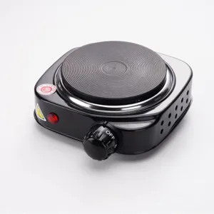 Compact 500W electric hot plate single burner with adjustable temperature control dial for home.