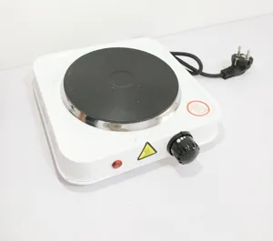 Vue détaillée de la plaque chauffante électrique portable et du bouton de thermostat.