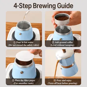Italian Aluminum Moka Pot 8 Sided Espresso Maker Coffee Maker for Home Kitchen Brew