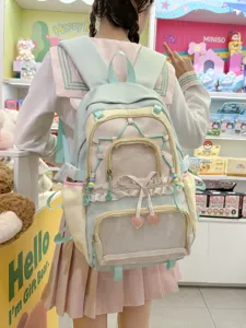 Zaino ita trasparente colorblock Harajuku, grazioso zaino scolastico per studenti e uso quotidiano.