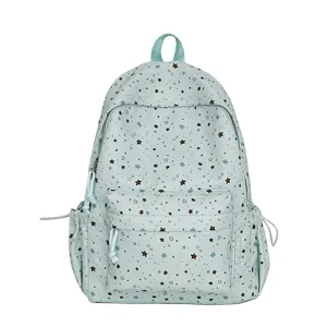 Cute star print lightweight student school backpack, large capacity casual daypack for use.