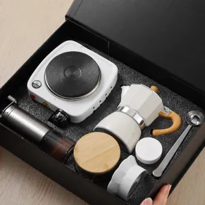 Coffret cadeau de set de cafetière filtre manuelle avec cafetière moka et moulin