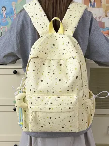 Cute Japanese style star printed school backpack for students, large capacity lightweight design.