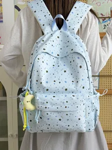 Japanese cute star print lightweight large capacity student school backpack for daily use