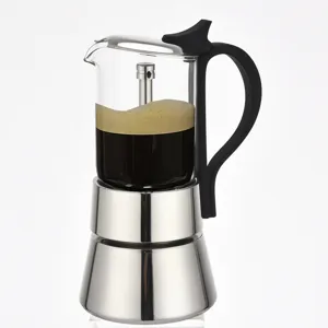 Roestvrijstalen en glazen mokapot espressobereider voor heerlijke thuis koffie.