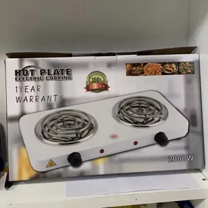 Double electric hot plate cooking stove 2000W dual burner portable kitchen appliance.