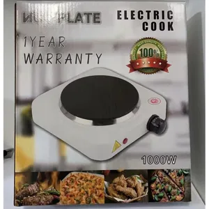 Electric hot plate 1000W portable countertop burner cooking appliance with adjustable temperature knob.