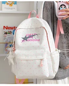 Japanese style anime polka dot backpack large capacity cute school bag for students