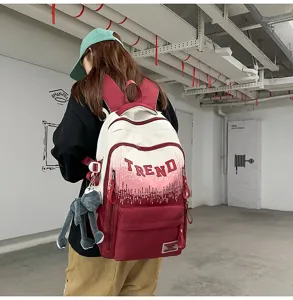Gradient student backpack large capacity casual bookbag for girls school daily use and travel.