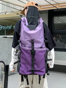 Zaino a Quadretti Unisex Grande Capacità Sport all'Aperto Alpinismo Ciclismo Borsa da Viaggio in Nylon Impermeabile