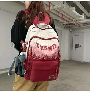 Gradient letter large capacity student school backpack stylish casual daily travel bag for teens