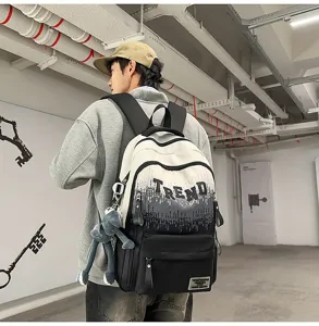 Gradient letter large capacity student school bag casual stylish fashion daily backpack