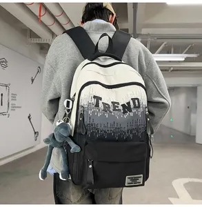 Gradient letter large capacity school backpack for students casual travel daypack bag