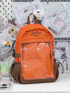 Zaino ita trasparente a pois arancione grande capacità borsa scolastica per studenti uso quotidiano