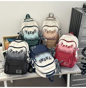 Stylish gradient letter large-capacity school backpack for teenage girls students