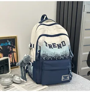 Gradient Letter Large Capacity School Backpack For Teen Girls Stylish Daily Bookbag