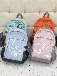 Zaino per studenti trasparente a pois carino grande capacità borsa scolastica casual