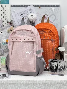 Zaino ita trasparente a pois bicolore carino borsa scolastica vista dettagliata ottima