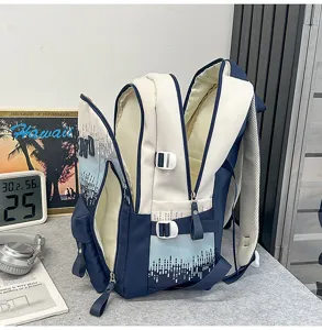 Detailed view of the gradient letter large capacity school backpack for girls students, stylish.