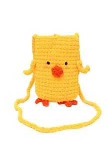 Handmade knitted chick phone bag cute cartoon crochet crossbody bag for women and kids.