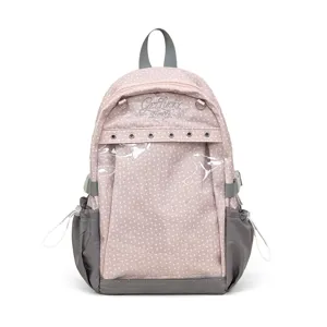 Zaino per studenti di grande capacità trasparente a pois carino alla moda e spazioso