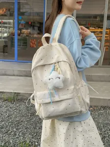 Süßer Stern Druck Schulrucksack Für Teenager Große Kapazität Nylon Wasserdichter Reise-Tagesrucksack Mit Anhänger