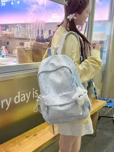 Süßer Rucksack mit Sternenmuster, blauer Schulranzen mit großem Fassungsvermögen für Schüler