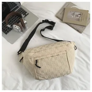 Beige karo Brusttasche lässige Nylon Umhängetasche große Kapazität Reise Freizeittasche