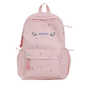 Süßer rosa Pünktchen Schulrucksack für Mädchen stylischer japanischer Campus Buchrucksack