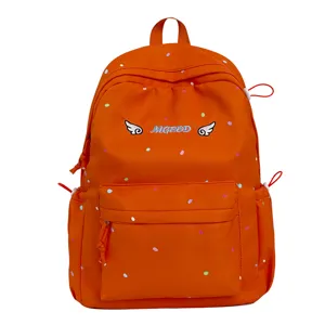Oranger Pünktchen Rucksack süße Schultasche Freizeit Daypack für Mädchen im Alltag