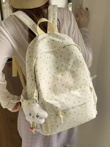Süßer Blumen Schulrucksack für Mädchen, große Kapazität lässiger Tagesrucksack mit Anhänger.