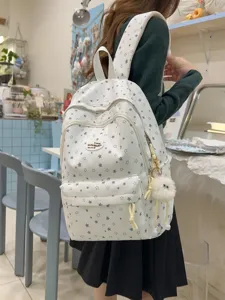 Sac à dos scolaire mignon avec motif étoiles pour filles grande capacité et multi poches