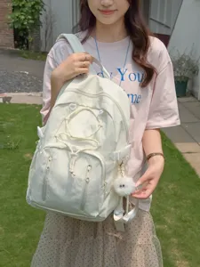 Casual multi-pocket backpack for students, stylish and large capacity daily bag.