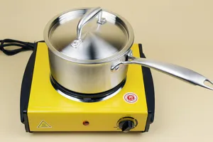 Plaque Chauffante Électrique 1000W Mini Réchaud Portable avec Casserole en Inox