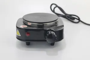 Compacte elektrische kookplaat met enkele brander en temperatuurknop voor laboratorium.