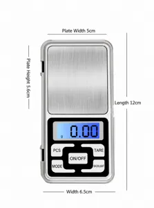 Stainless steel digital pocket scale detail view, high precision 0.01g sensor display.
