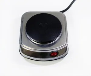 Detailansicht der tragbaren 500W Mini Elektro-Heizplatte mit Heizelement und Netzschalter.